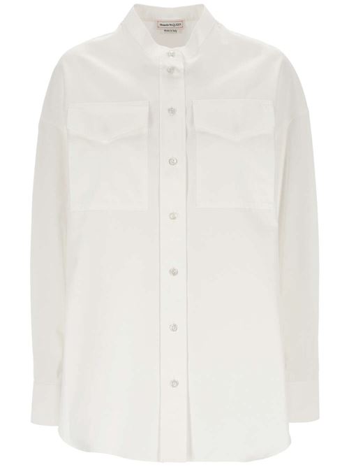 Band-collar cotton shirt. Alexander McQueen | 778156QAABC9000